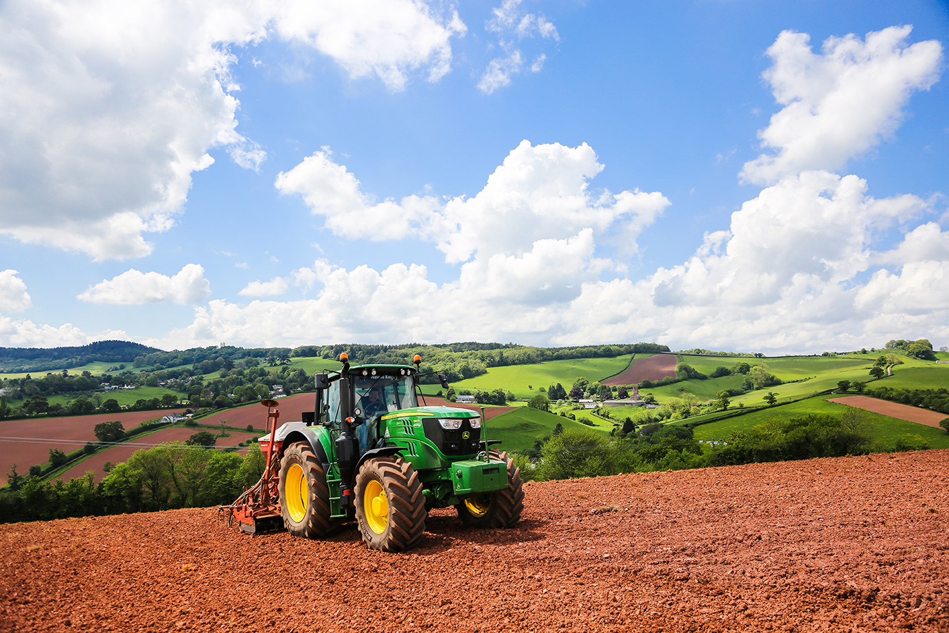 Tractor on the farm at Dunchideock Barton